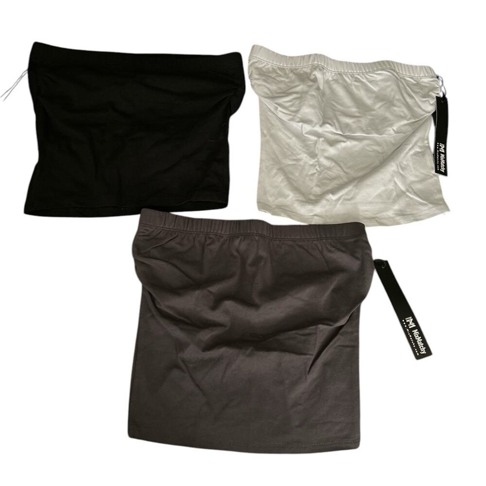 Mix‎ Matchy Tube Top NEW Small White Black Gray Cropped Stretch 3 Pack